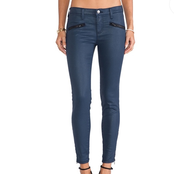 Current/Elliott Pants - CURRENT/ELLIOTT SOHO ZIP STILETTO NAVY COATED 28